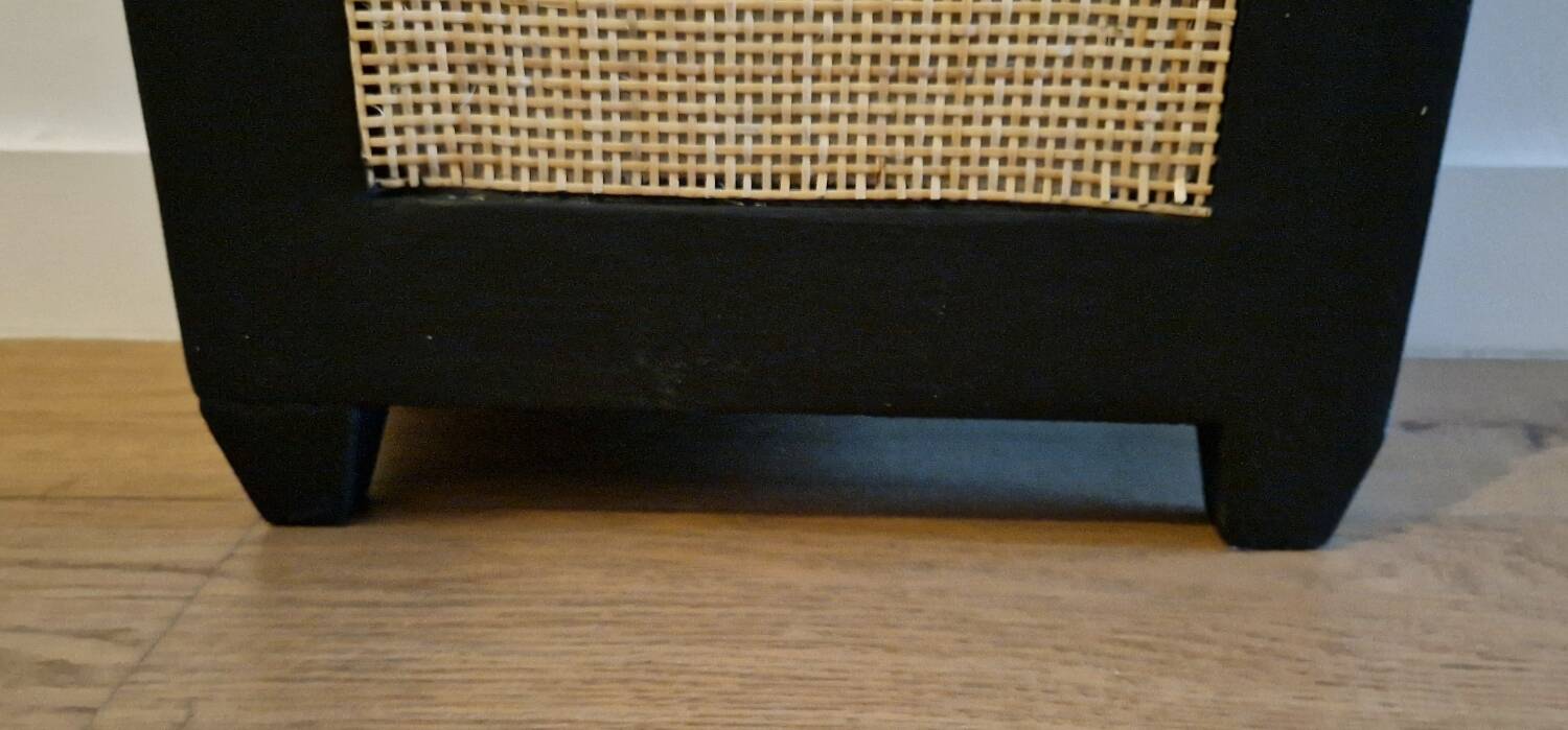 Wooden chest with caning