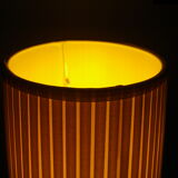 Living room mood lamp, silver metal base, wooden base, pleated lampshade