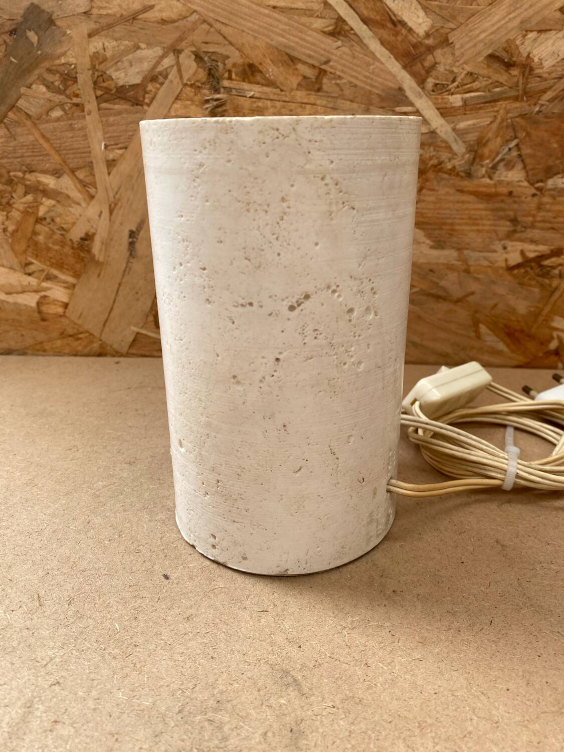 Antique vintage polished stone cylinder lamp