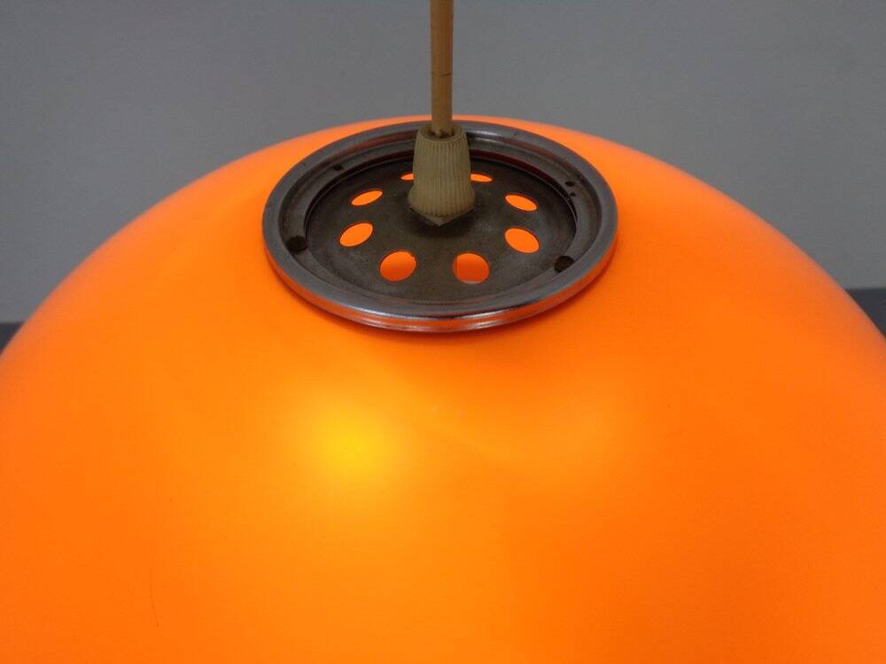 Space Age Orange & White Ceiling Lamp, Italy, 1970s