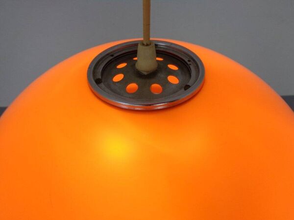 Space Age Orange & White Ceiling Lamp, Italy, 1970s