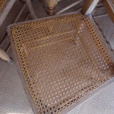 Suite of oak chairs; canated seats