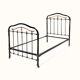 Antique matching pair of antique cast iron single beds in black and gold