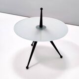 Tripod Beech and Glass Side Table, Italy, 1980s