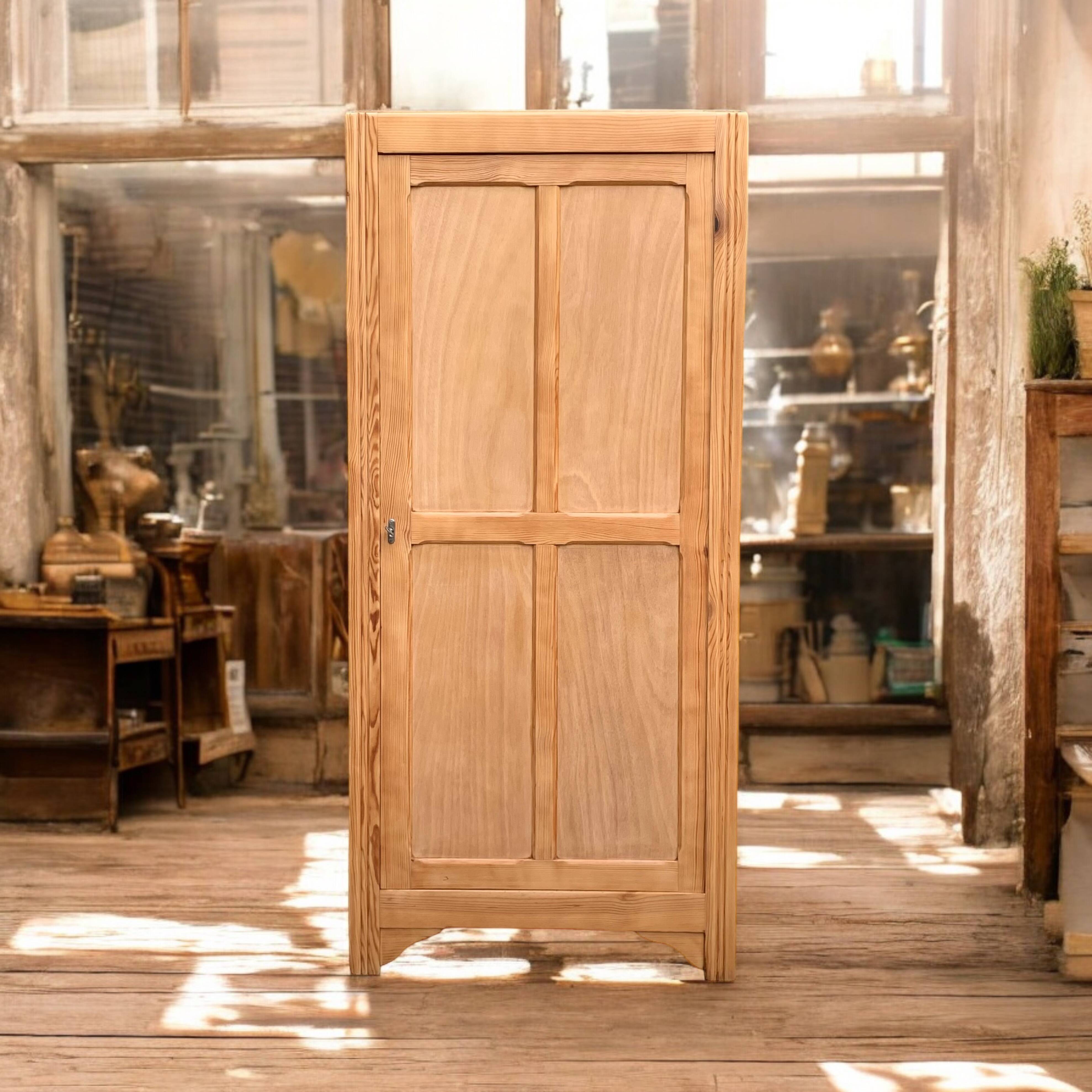 Parisian bonnet wardrobe, raw wood, 1950s