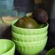 Four vintage spring green earthenware bowls