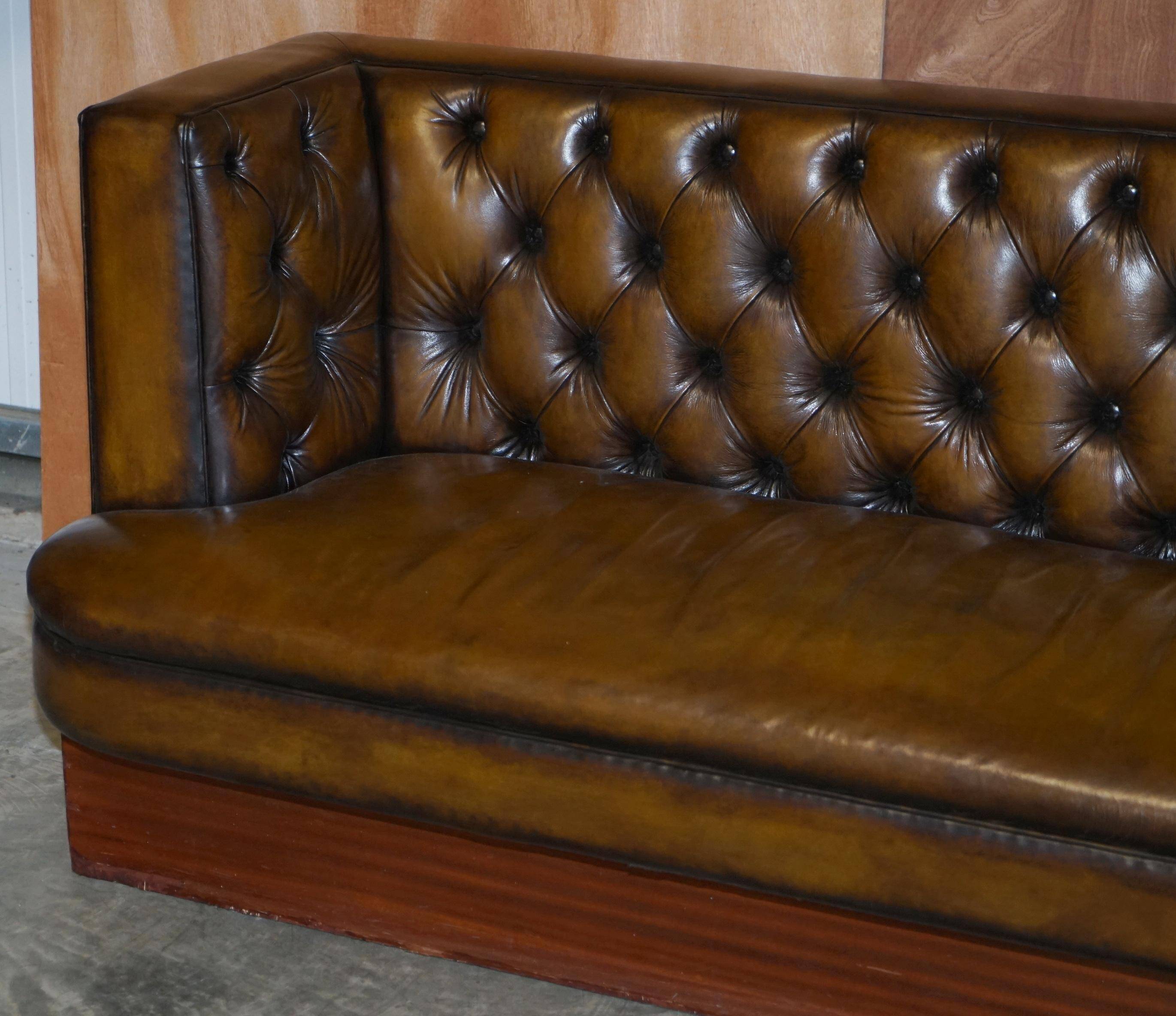 Restored and hand-dyed leather Chesterfield sofa