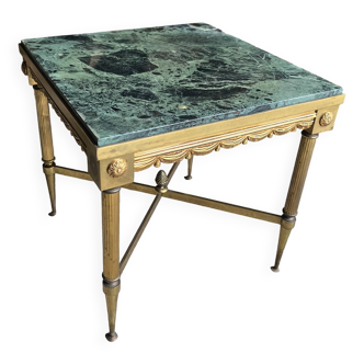 Green marble and gilded brass coffee table, neoclassical style, Maison Jansen