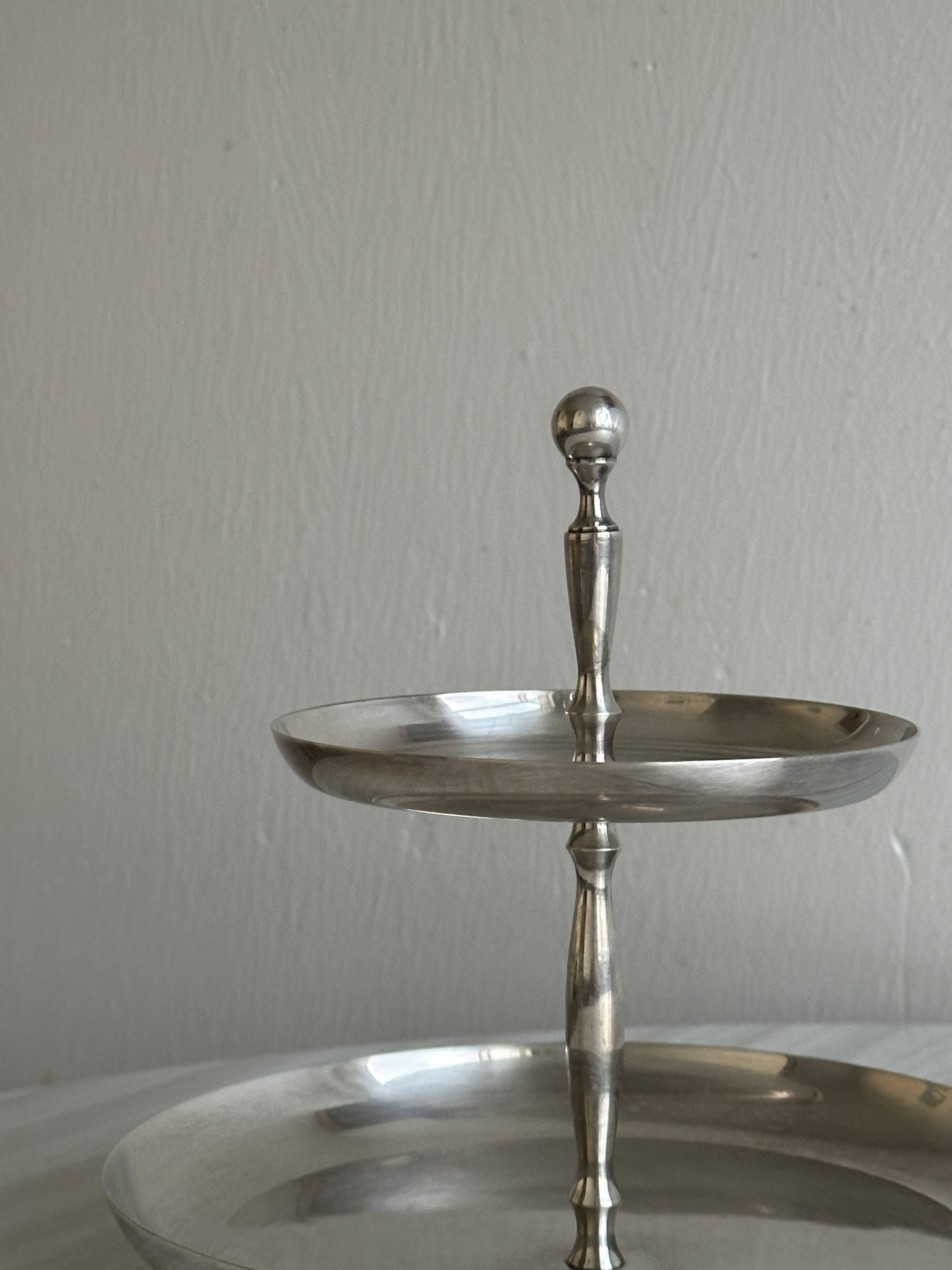 Small silver-plated metal sweets server