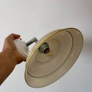 Vintage lampshade in yellow opaline with silver trim.