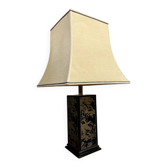 Japanese Pagoda Lamp in Black Lacquer and Gold