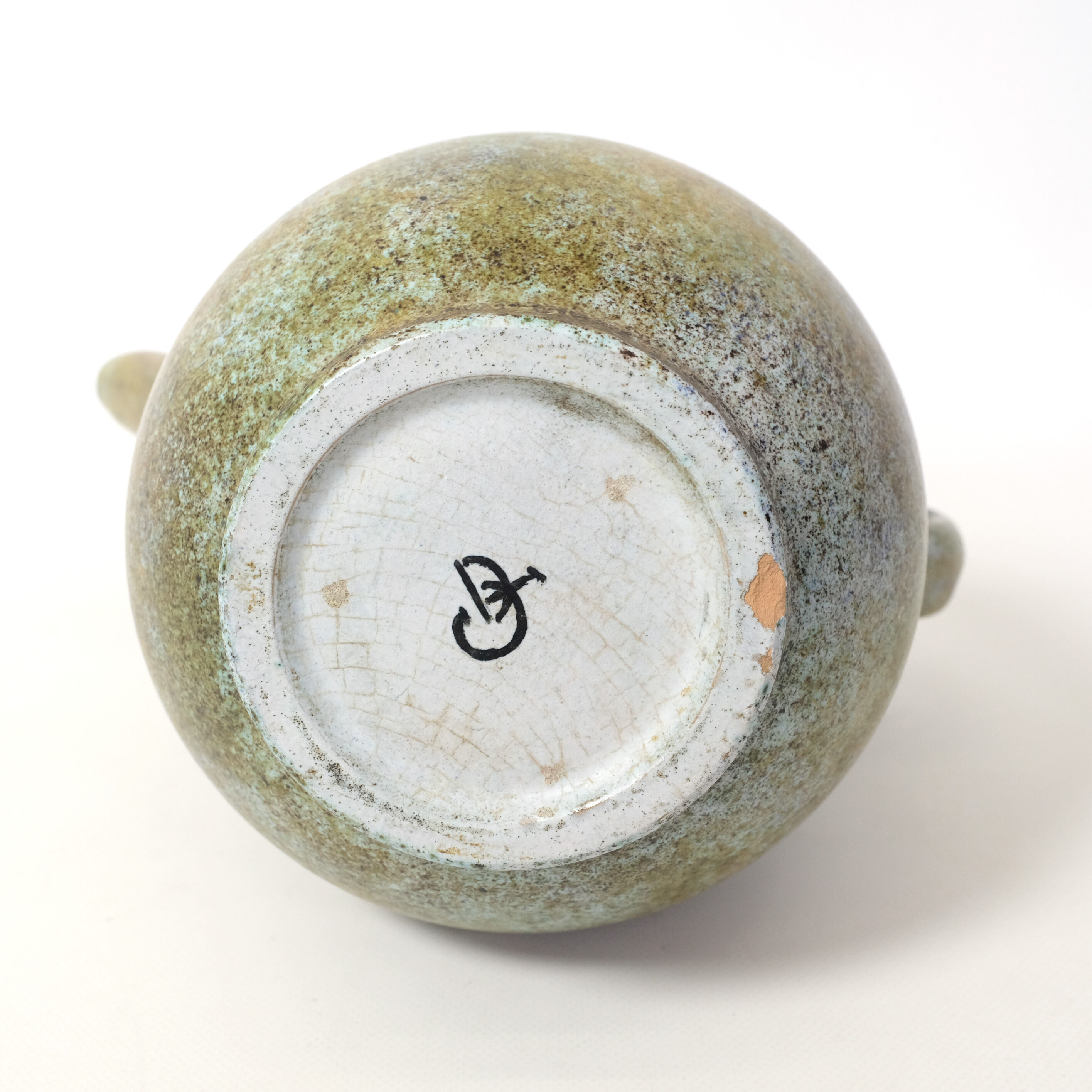 La Grange aux Potiers, ceramic pourer with green cover, 35 cm