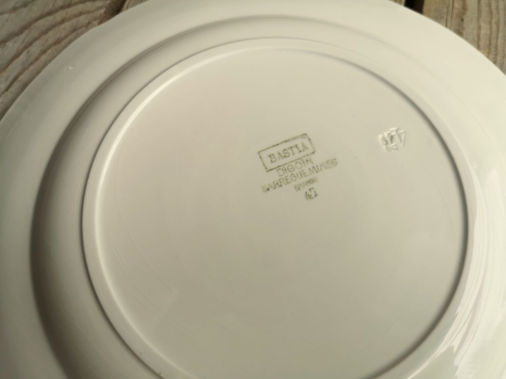 Old Round Plate in Ceramics by Digoin Sarreguemines Model Bastia