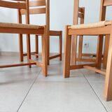 Set of 2 vintage chairs in solid elm and rush in the style of Regain/Asserbo.