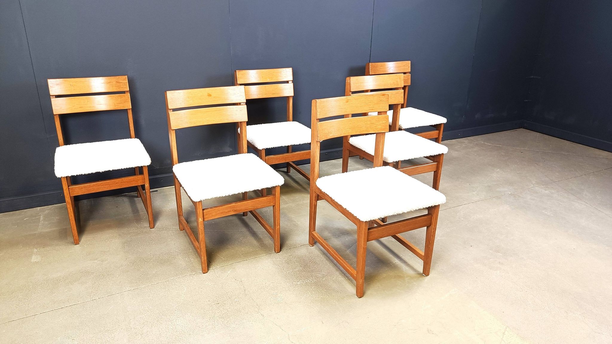 Set of 6 brutalist dining chairs, 1970s