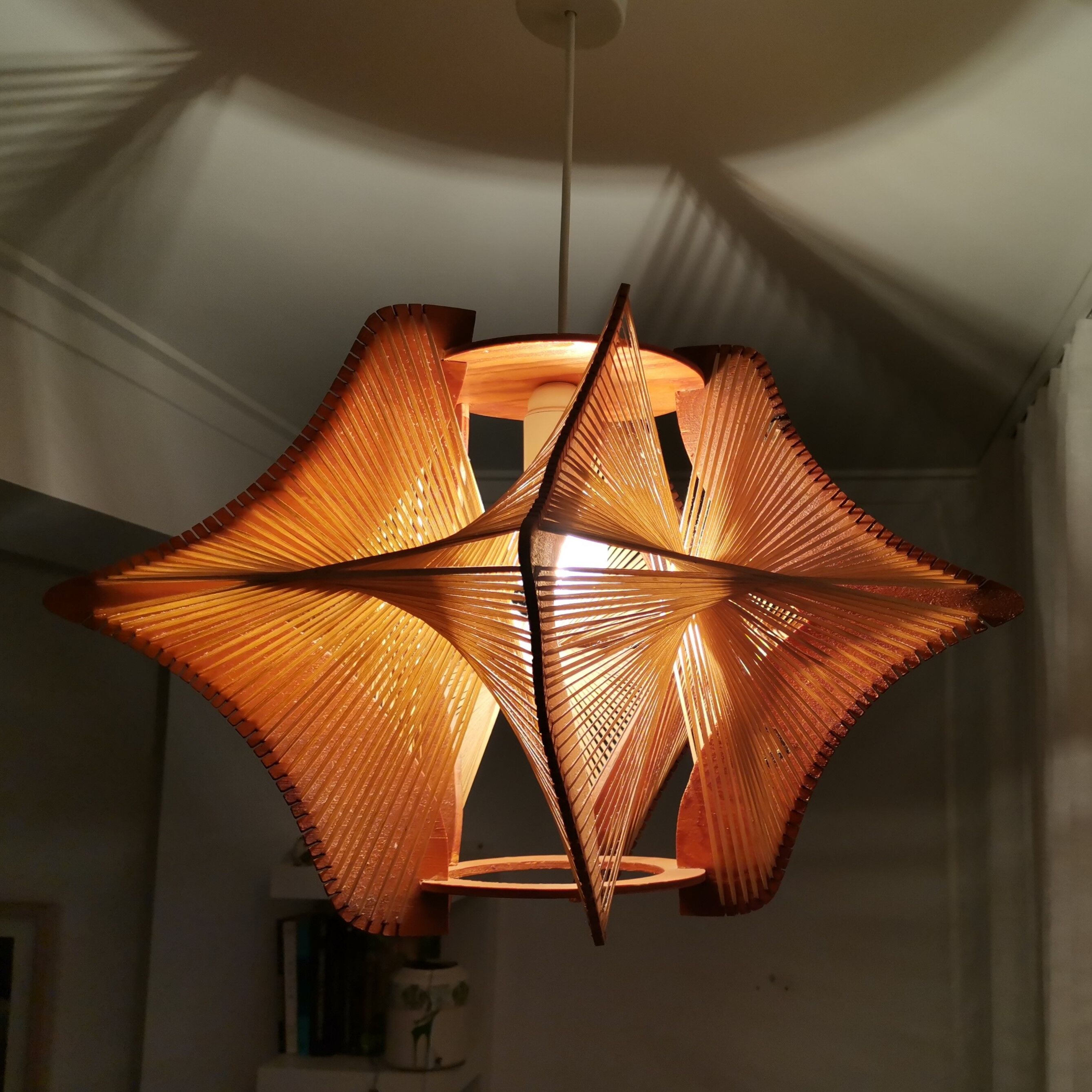Age french 60s mid century wooden pendant