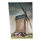Grand tableau sur huile Moulin signé 1942