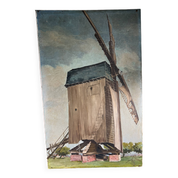 Large oil painting Moulin signed 1942