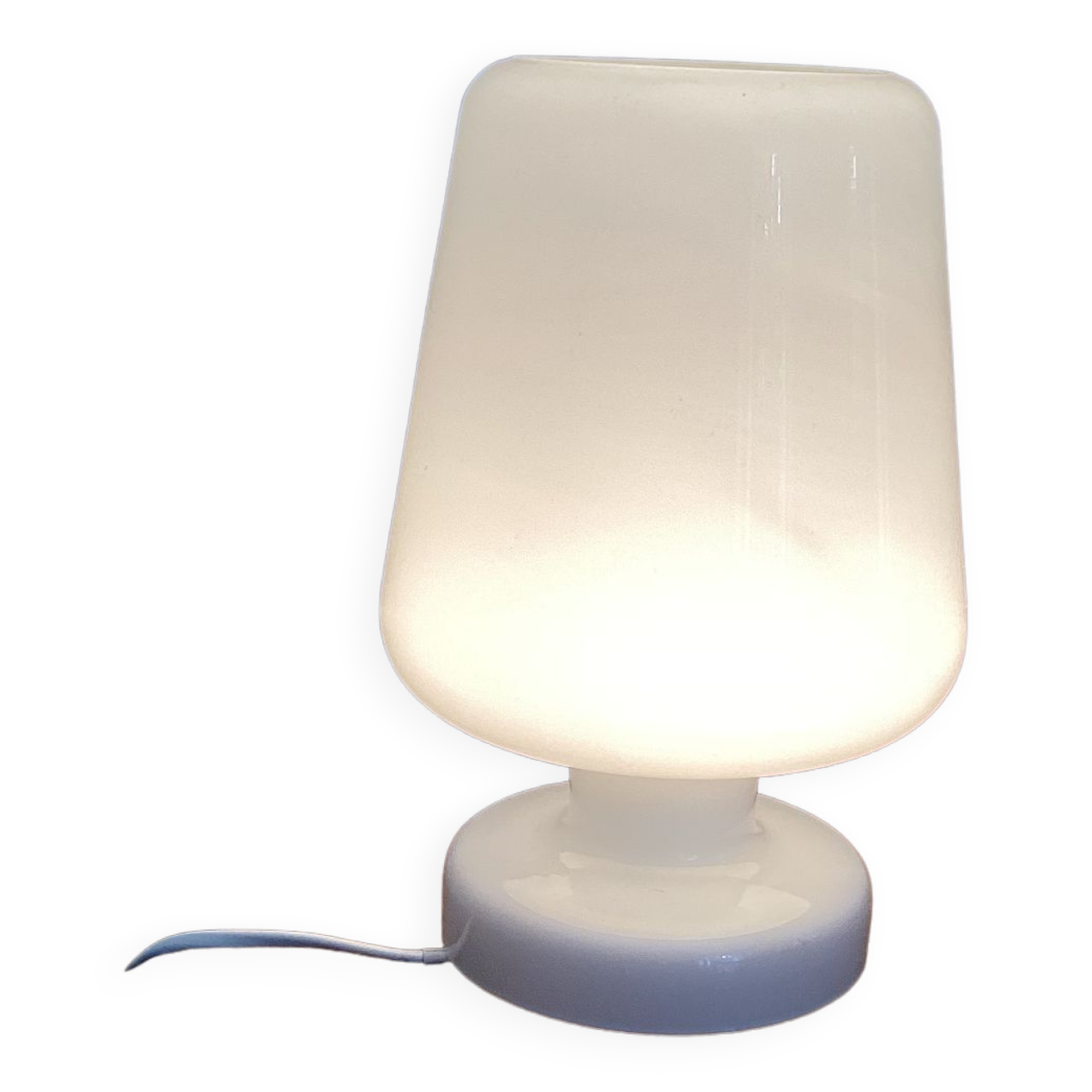 White glass mushroom lamp