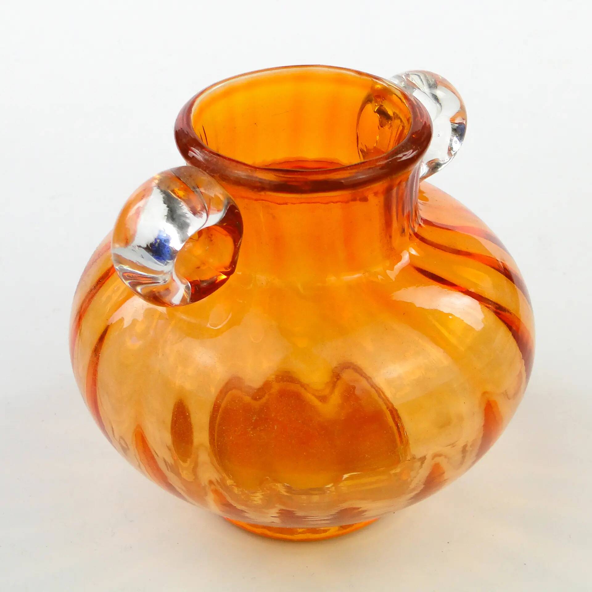 Mid-century modern vase, orange glass, Poland, 1970s