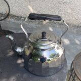 Large kettle, in chrome copper, menesa, vintage and collector's black bakelite handle