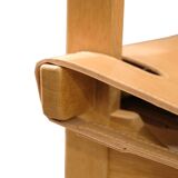 Chaise espagnole modèle BM2226 en chêne et cuir naturel végétal patiné par Børge Mogensen