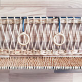 Rattan and metal shelf, coat racks, 50s