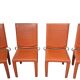 Set di 4 Sedie Design in Cuoio Arancione e Ferro Vintage