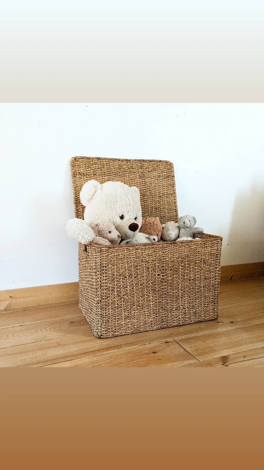 Vintage woven wicker trunk