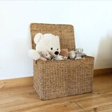 Vintage woven wicker trunk
