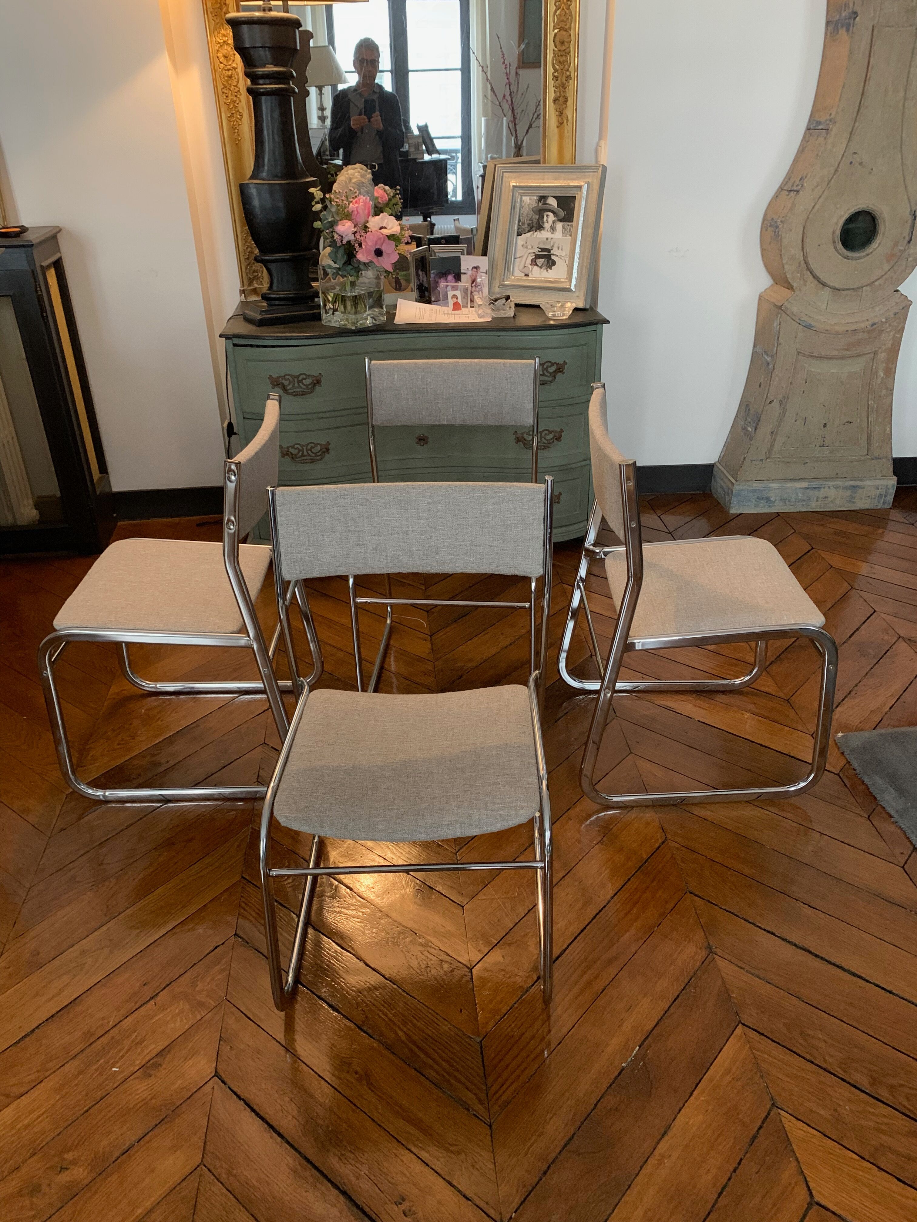 4 sled chairs design 70s, perfect condition