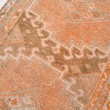 2x13 Soft Orange & Fuchsia Pattern Rug, Vintage Ousahk Runner Rug,90x381 Cm