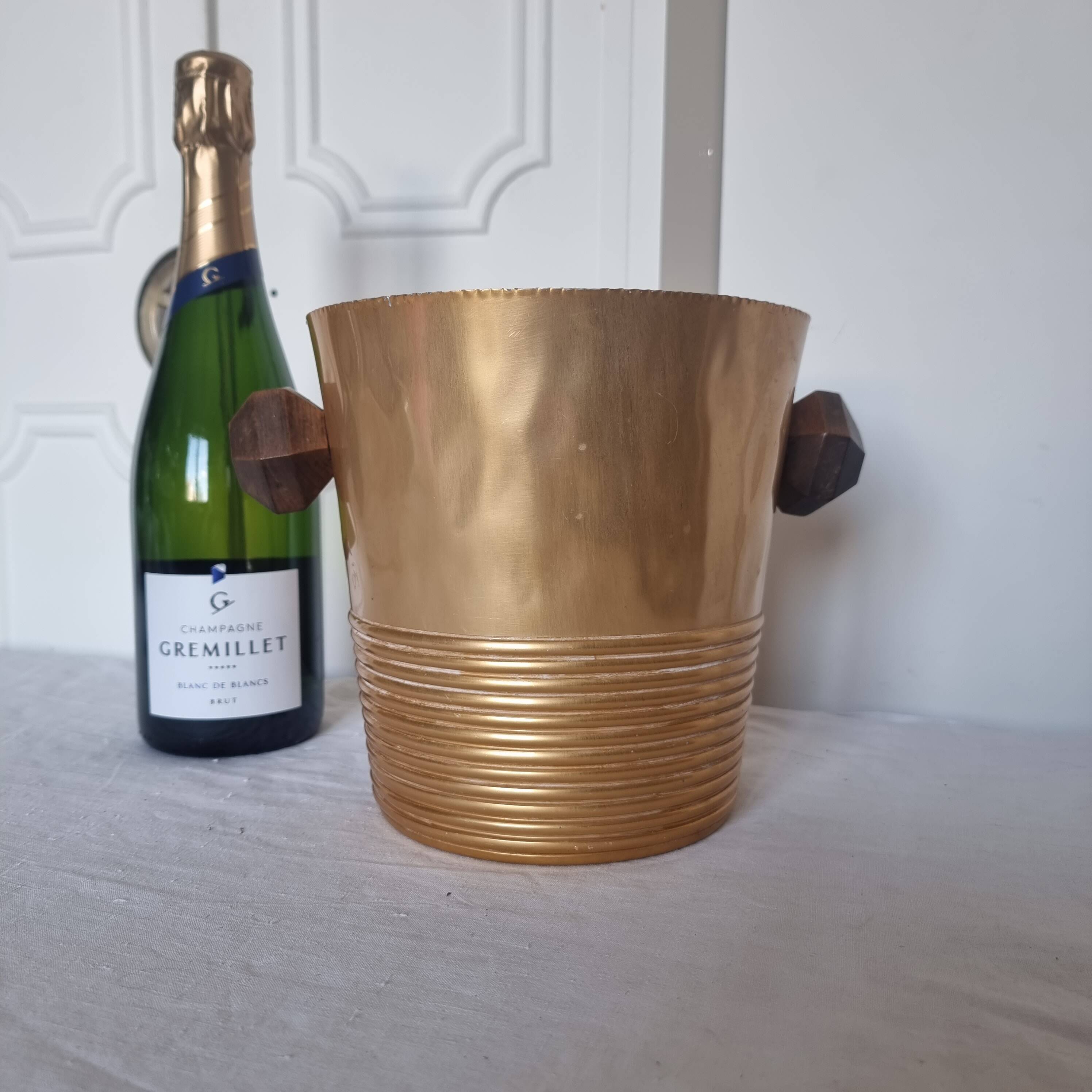Champagne bucket or art deco champagne bucket 1930 gilded wood