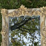 19th century style beveled mirror with garlands of flowers and leaves