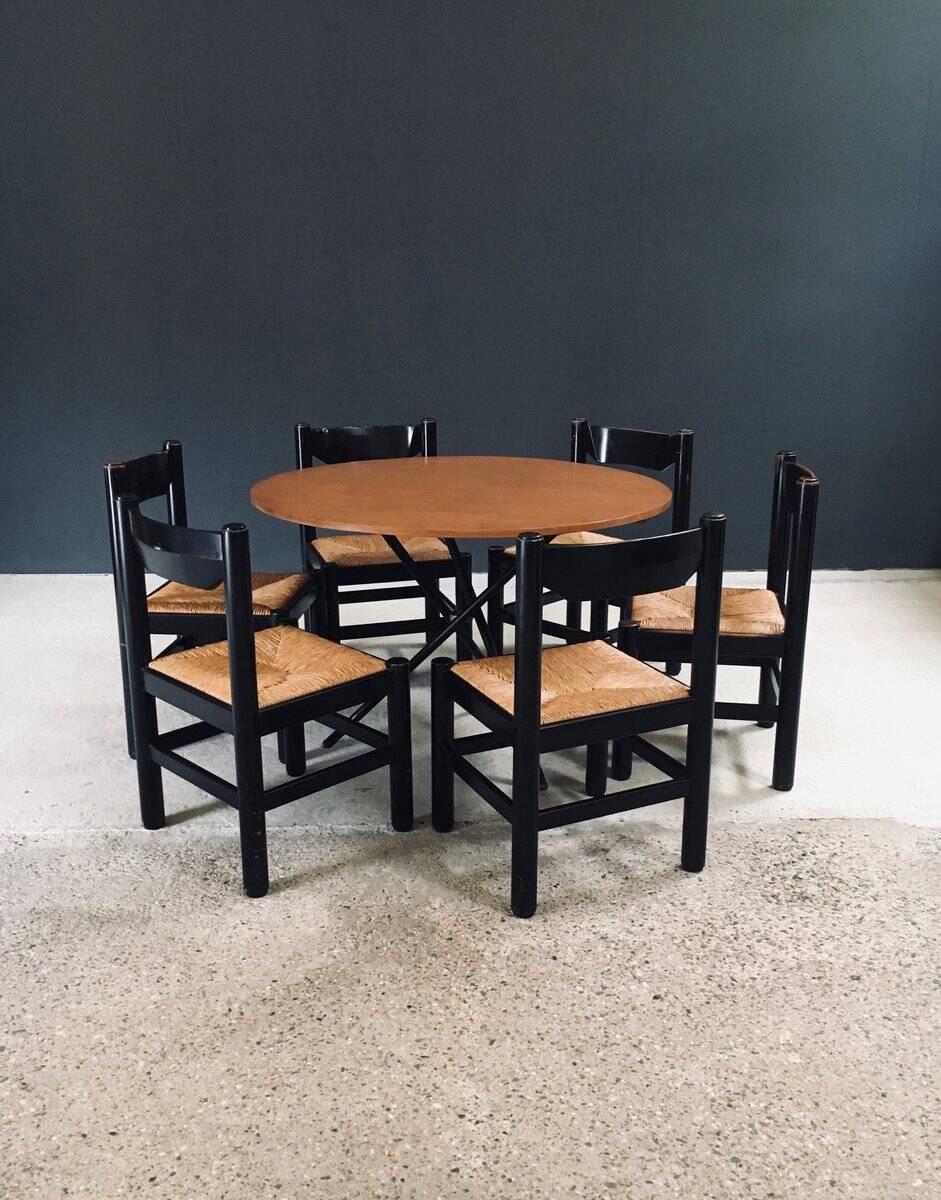 Mid-Century Modern Carimate Dining Chairs, Italy, 1970s, Set of 6
