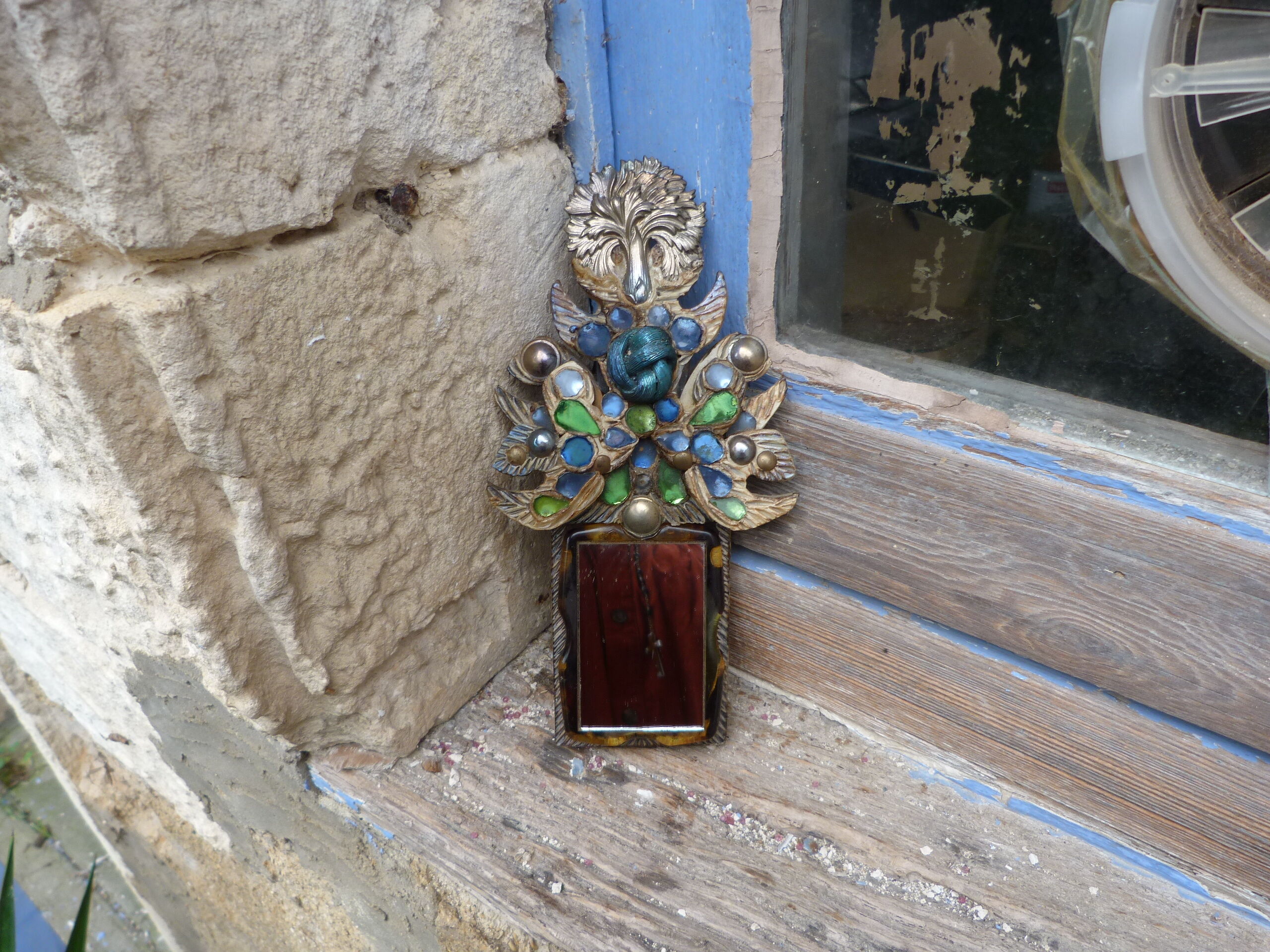 Old mirror in Talosel student Line Vautrin signed Lemanceau