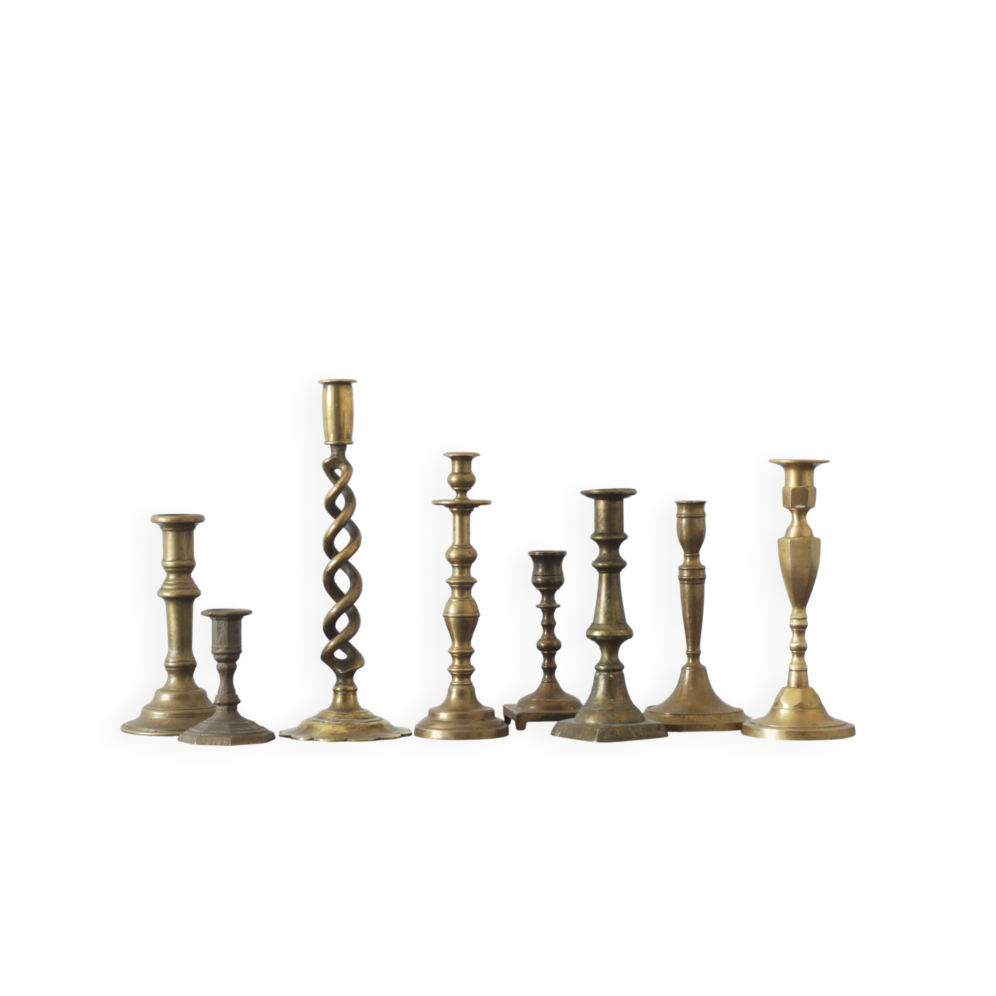 Vintage Brass Candlesticks, 1960s, Set of 8