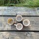 Suite de 4 tasses / mugs en grès moucheté vintage par Claude Paci, Val
