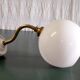 Swan neck wall lamp in gilded brass and opaline globe - mid-20th century