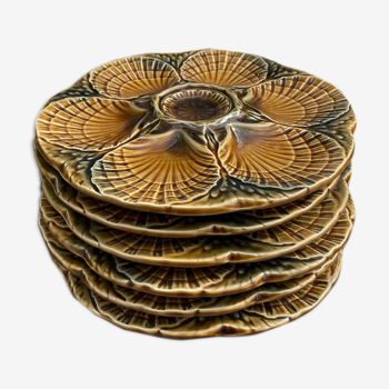 Set of 6 plates with scallops or oysters Sarreguemines