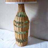 Lamp in glass and woven rattan