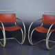PAIR OF LEATHER AND CHROME ARMCHAIRS MR20 FROM THE 1970s MODEL BY MIES VAN DER