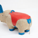 Vintage rhino therapeutic toy by Renate Müller for H. Josef Leven, Sonneberg, 1960s