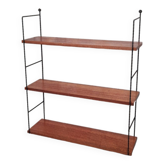 Original vintage mahogany wood shelf. metal