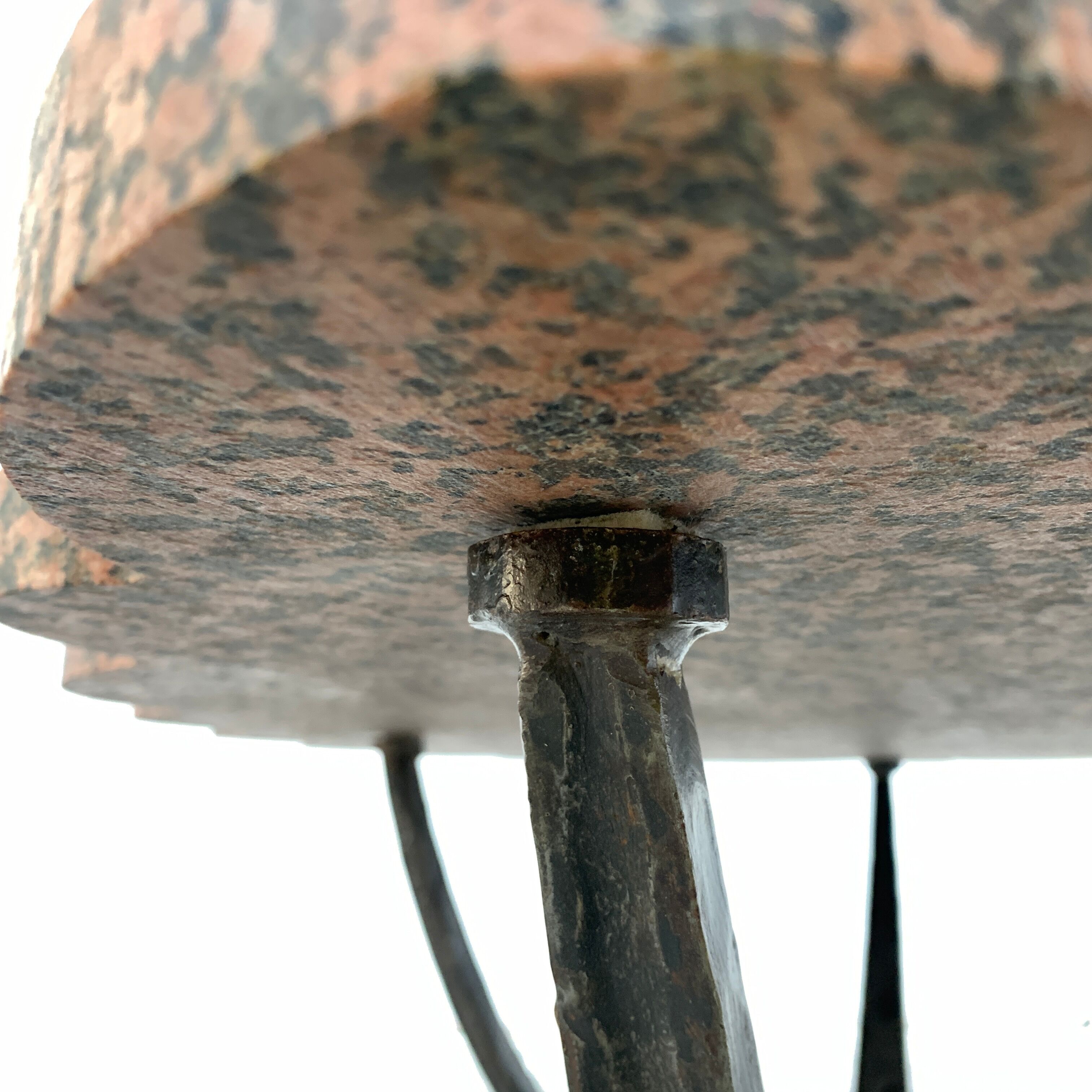 Granite and hammered wrought iron coffee table