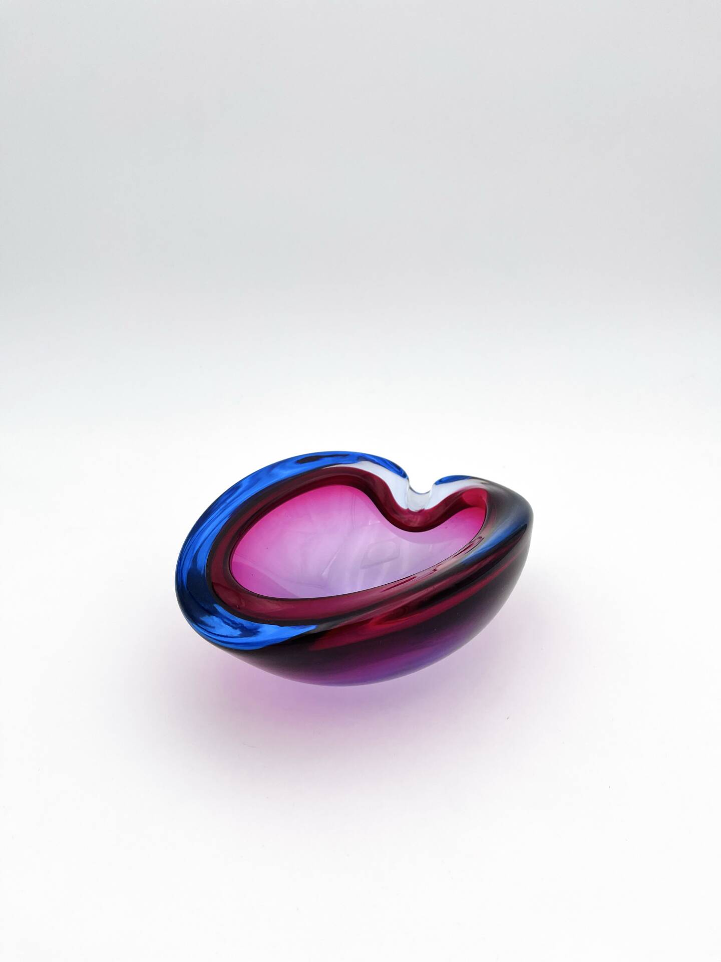 Pocket Glass Murano Flavio Poli Sommerso Fuchsia Blue 17cm