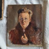 Huiles sur toile portraits couple tableaux anciens