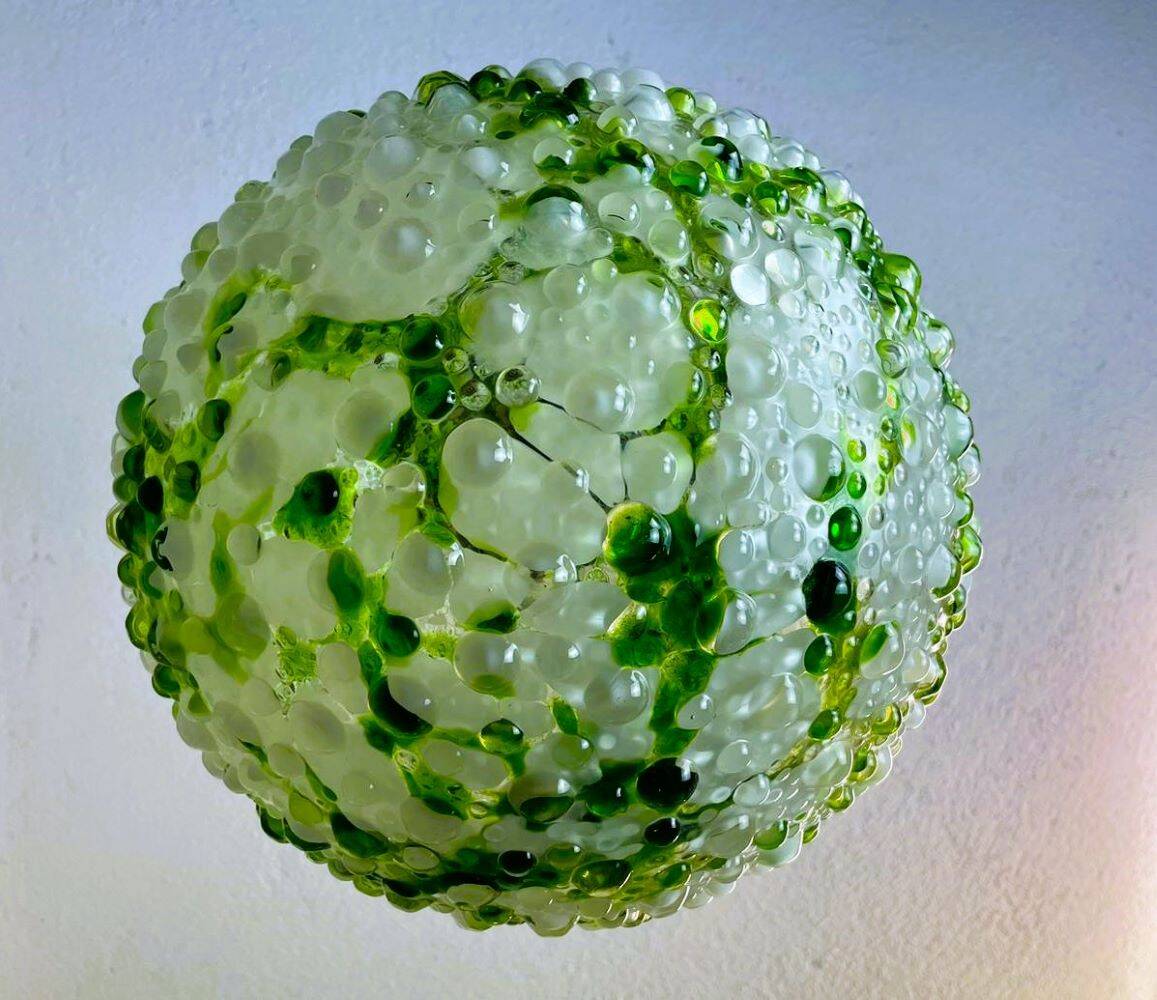 Giant green splatter bubble glass hanging lamp by Marinha Grande