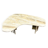 Table basse boomerang vintage en marbre, Italie années 1980