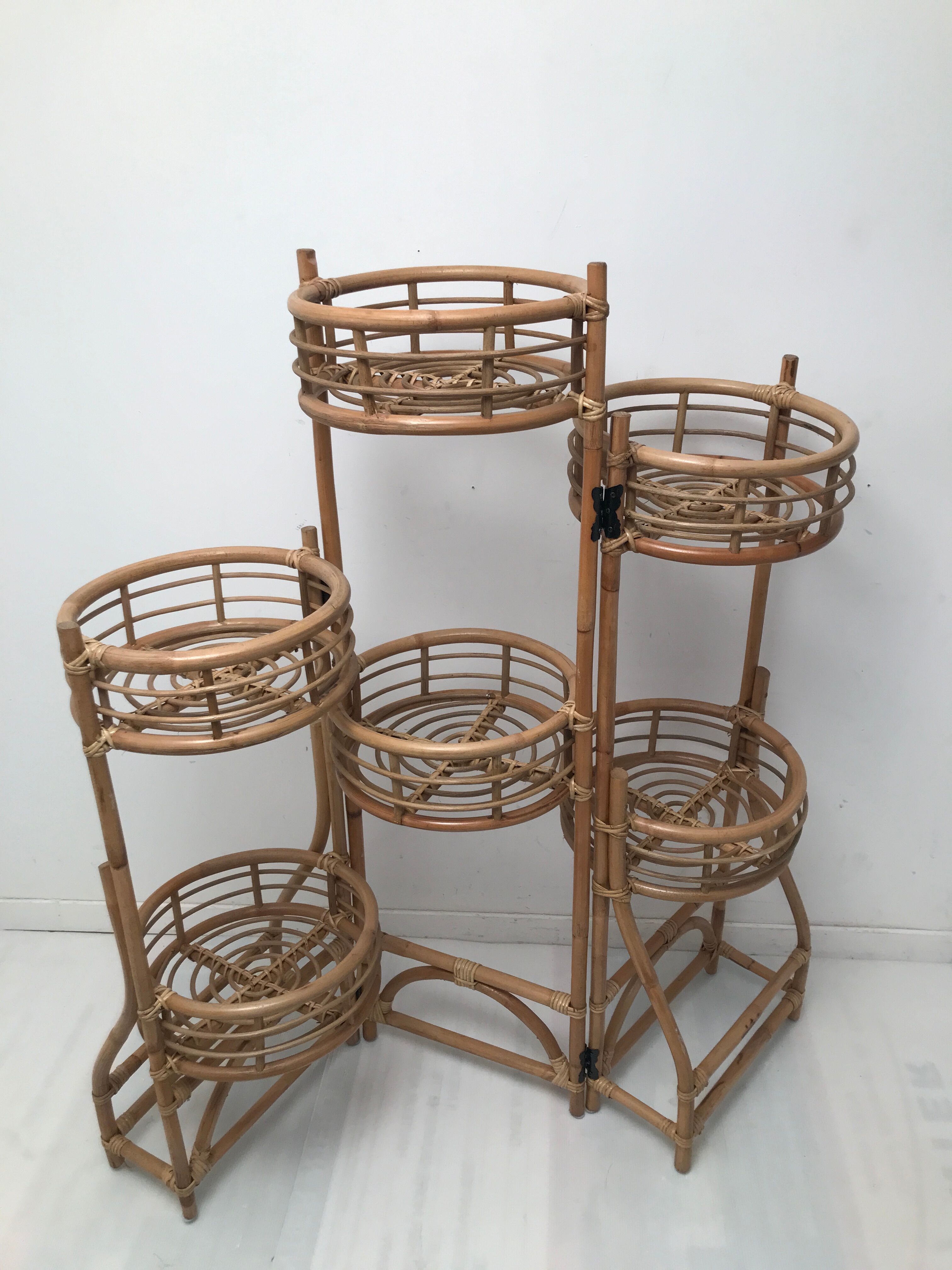 Wicker rattan bamboo plant table